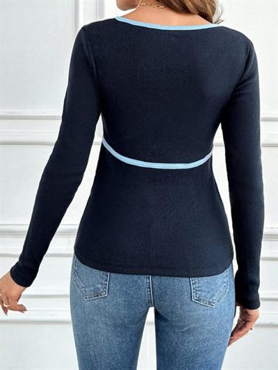 Kadın Uzun Kollu Kurdele Detay Bluz