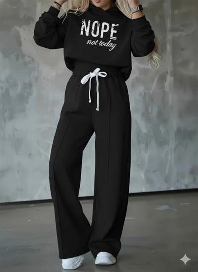 Kadın Uzun Kollu Nope Baskılı Beli Ribanalı Ikili Takım