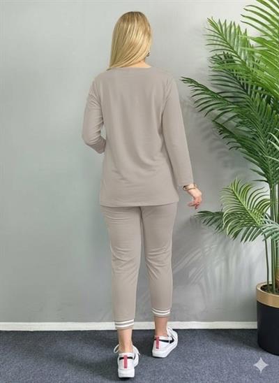 Kadın Uzun Kollu Ribana Detay Viskon Iki Iplik Ikili Takım