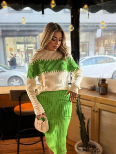 Kadın Uzun Kollu Triko Etekli Takım