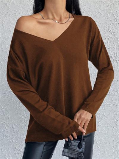 Kadın Uzun Kollu V Yaka Triko Bluz