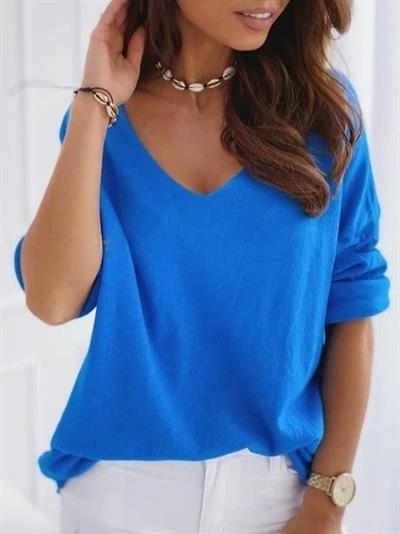 Kadın Uzun Kollu V Yaka Triko Bluz