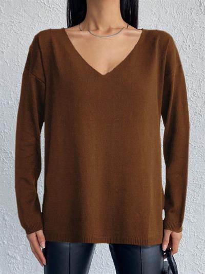 Kadın Uzun Kollu V Yaka Triko Bluz