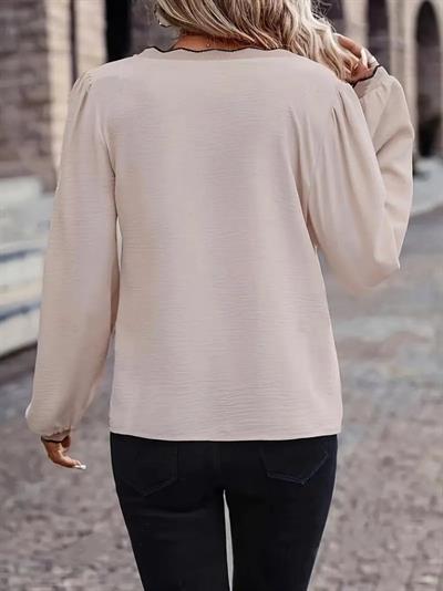 Kadın Uzun Kollu V Yakalı Aerobin Bluz
