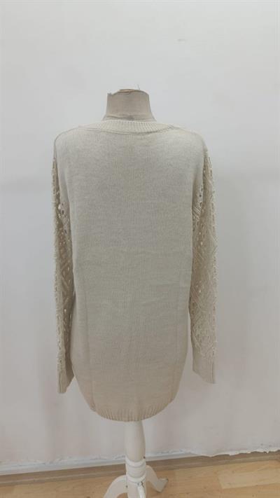 Kadın Uzun Kollu V Yakalı Mini Triko Elbise