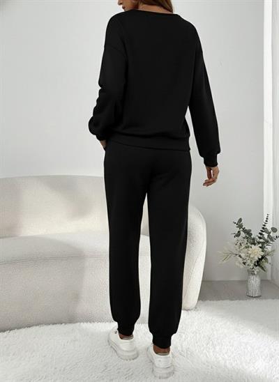 Kadın Uzun Kollu V Yakalı Pulpayetli Viskon Iki Iplik Bluz Ve Pantolon