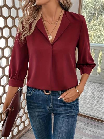 Kadın Uzun Kollu V Yakalı Sandy Bluz