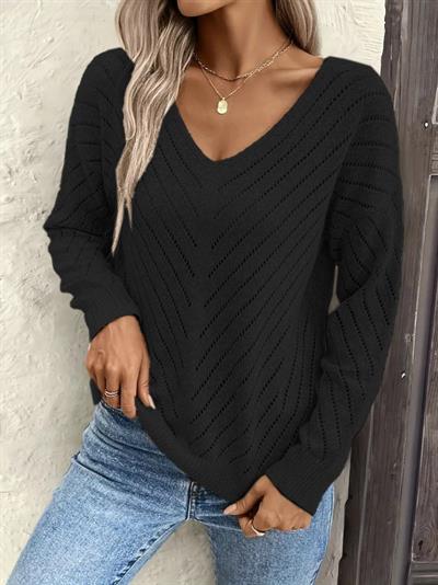 Kadın Uzun Kollu V Yakalı Triko Bluz