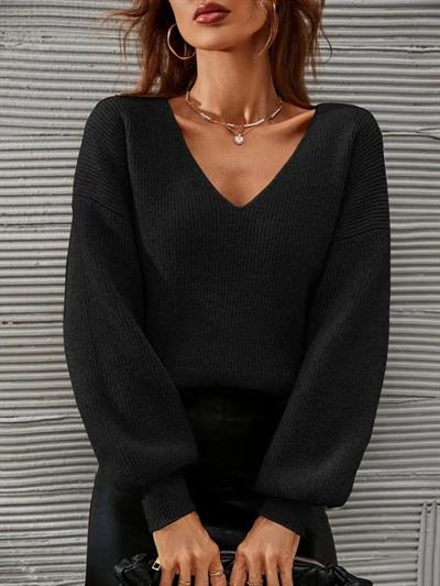 Kadın Uzun Kollu V Yakalı Triko Bluz