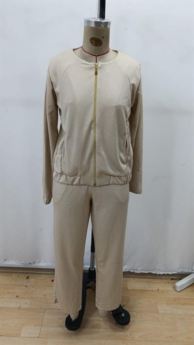 Kadın Uzun Kollu önden Fermuarlı Modal Ceket Ve Pantolon Ikili Takım