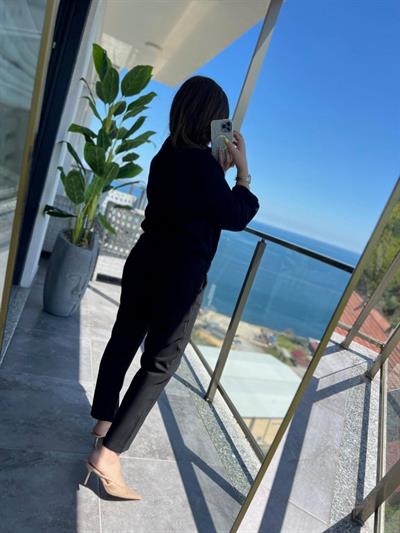 Kadın Uzun Kollu önden Fermuarlı Modal Ceket Ve Pantolon Ikili Takım