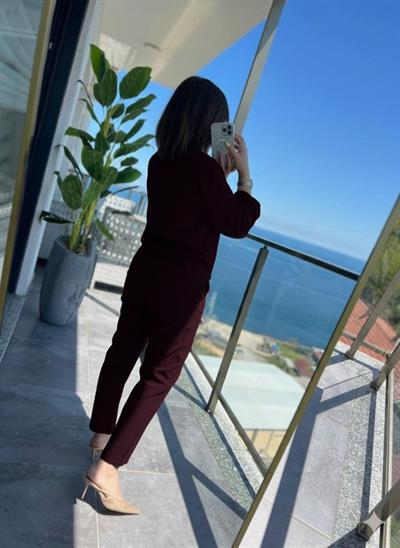 Kadın Uzun Kollu önden Fermuarlı Modal Ceket Ve Pantolon Ikili Takım