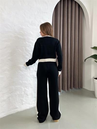 Kadın Uzun Kollu şerit Detay Triko Takım