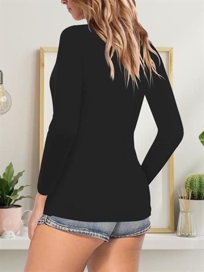 Kadın V Yaka Turlu Viskon Bluz