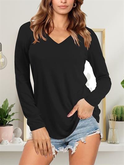 Kadın V Yaka Turlu Viskon Bluz