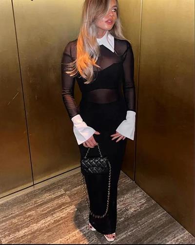 Kadın Yaka Ve Manşet Detay Full Tranparan Tül Elbise