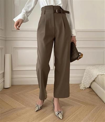 Kadın Yan Deri Kemerli şık Havuç Pantolun