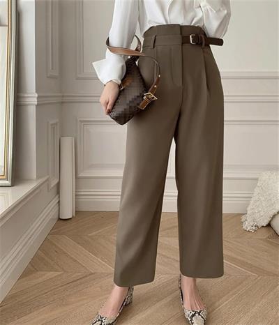 Kadın Yan Deri Kemerli şık Havuç Pantolun