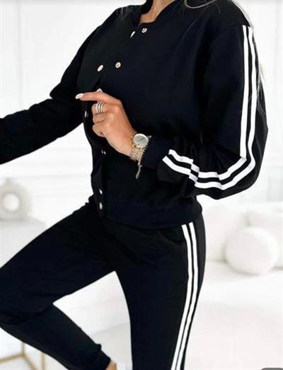 Kadın Yanları şerit Detay Iki Iplik Kumaş üçlü Takım