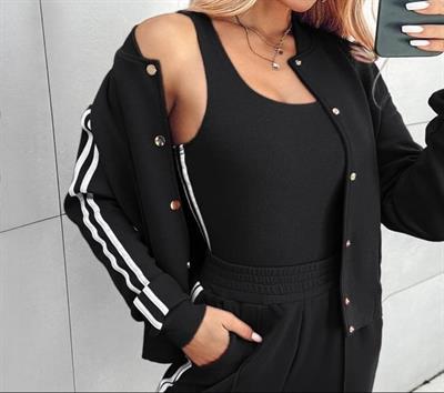 Kadın Yanları şerit Detay Iki Iplik Kumaş üçlü Takım