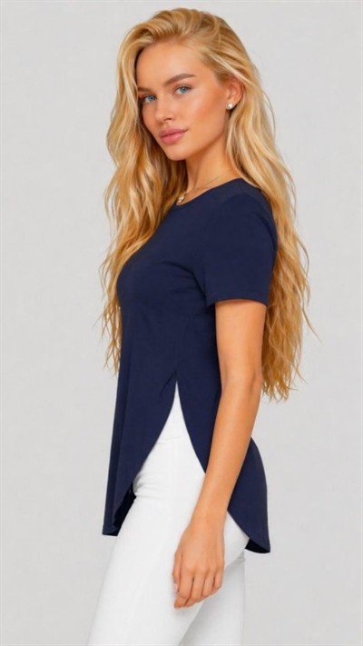 Kadın Yırtmaç Detaylı Viskon Kumaş Bluz