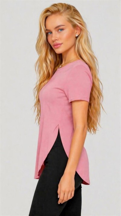 Kadın Yırtmaç Detaylı Viskon Kumaş Bluz