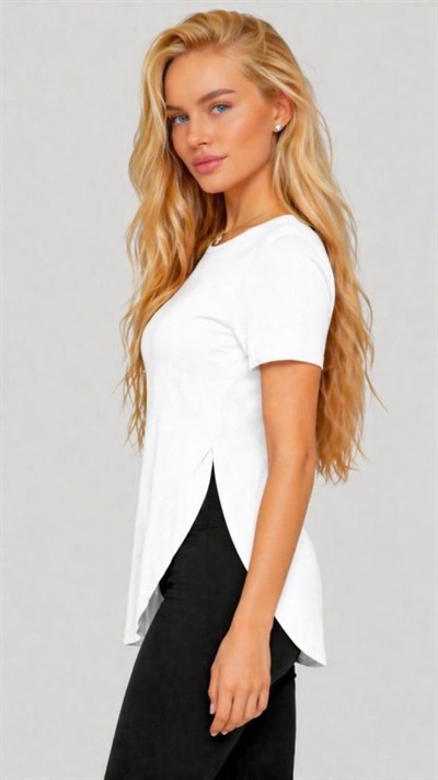 Kadın Yırtmaç Detaylı Viskon Kumaş Bluz