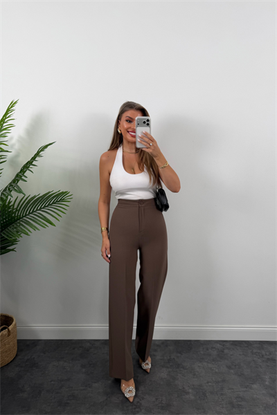 Kadın Yüksek Bel Atlas Kumaş Palazzo Pantolon