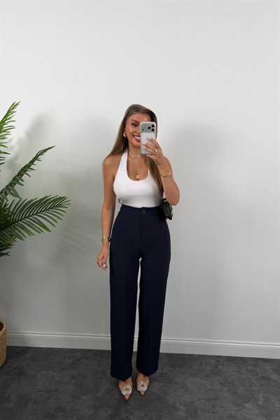 Kadın Yüksek Bel Atlas Kumaş Palazzo Pantolon