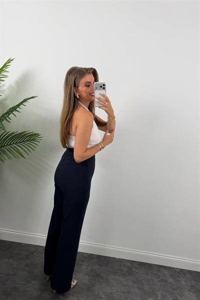 Kadın Yüksek Bel Atlas Kumaş Palazzo Pantolon