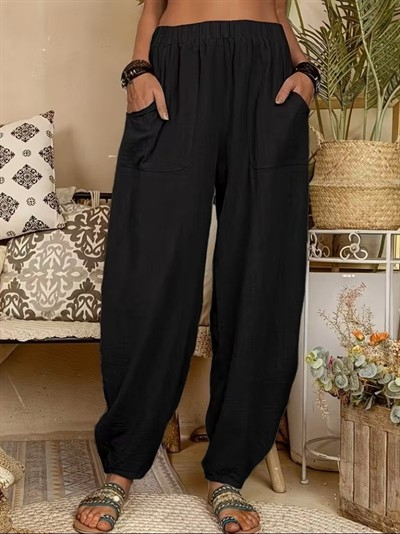 Kadın Yüksek Bel Cep Detaylı Pantolon