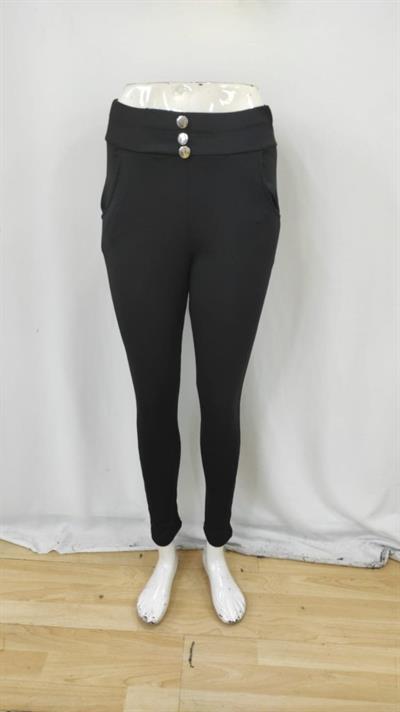 Kadın Yüksek Bel Cepli Düğmeli şardonlu Dalgıç Tayt Pantolon