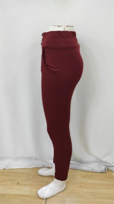 Kadın Yüksek Bel Cepli Düğmeli şardonlu Dalgıç Tayt Pantolon