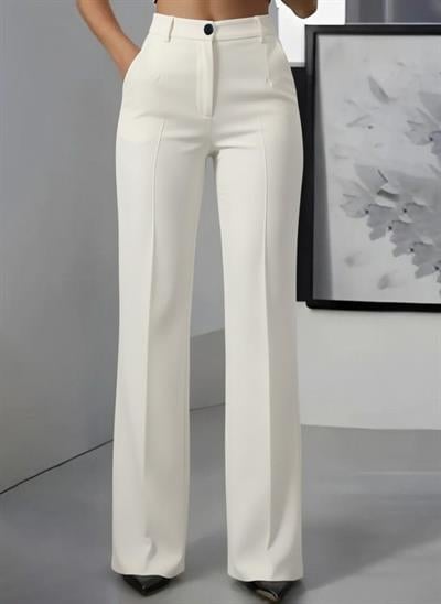 Kadın Yüksek Bel Cepli Ithal Krep Pantolon