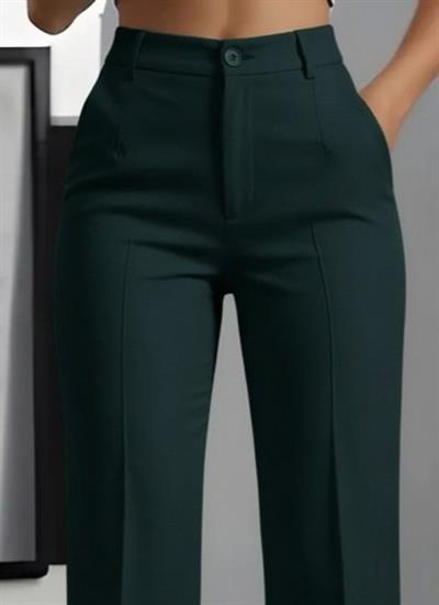 Kadın Yüksek Bel Cepli Ithal Krep Pantolon