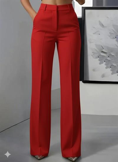 Kadın Yüksek Bel Cepli Ithal Krep Pantolon