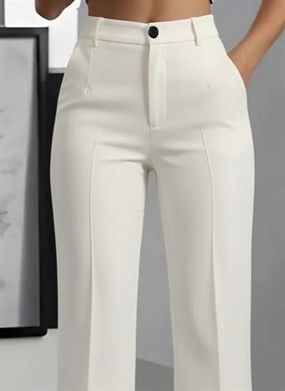 Kadın Yüksek Bel Cepli Ithal Krep Pantolon