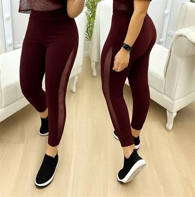 Kadın Yüksek Bel File Detaylı Dar Kesim Viskon Iki Iplik Pantolon