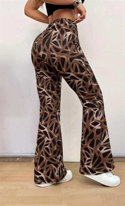 Kadın Yüksek Bel Kamuflaj Desenli Dalgıç Tayt