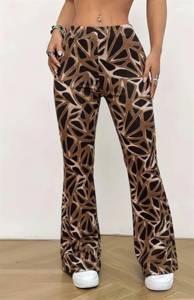 Kadın Yüksek Bel Kamuflaj Desenli Dalgıç Tayt