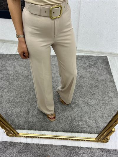 Kadın Yüksek Bel Kemer Dahil Krep Kumaş Palazzo Pantolon