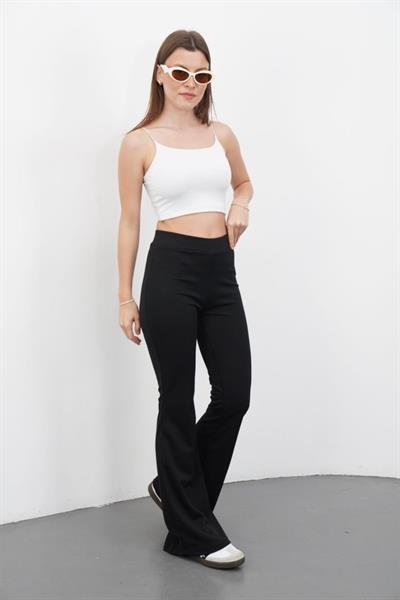 Kadın Yüksek Bel Krep Kumaş Bol Paça Pantolon