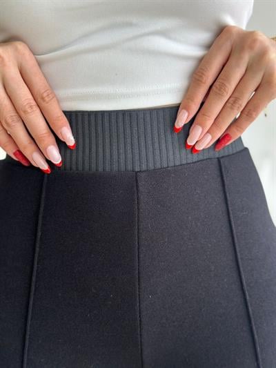 Kadın Yüksek Bel Lastik Kemerli çımalı Pantolon