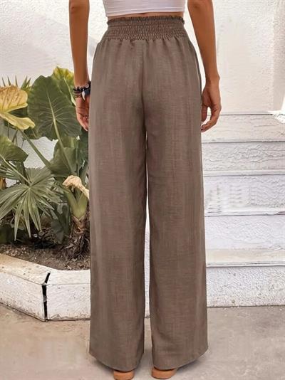 Kadın Yüksek Bel Lastikli Ithal Krep Pantolon