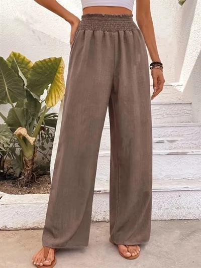 Kadın Yüksek Bel Lastikli Ithal Krep Pantolon