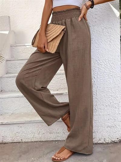 Kadın Yüksek Bel Lastikli Ithal Krep Pantolon