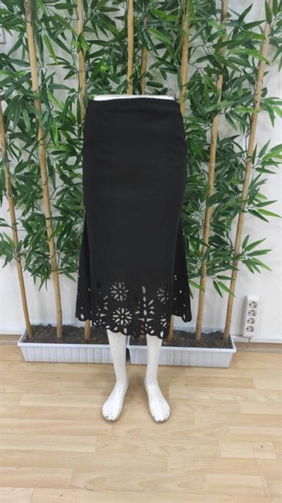 Kadın Yüksek Bel Lazer Kesim Detaylı Midi Ithal Krep Etek