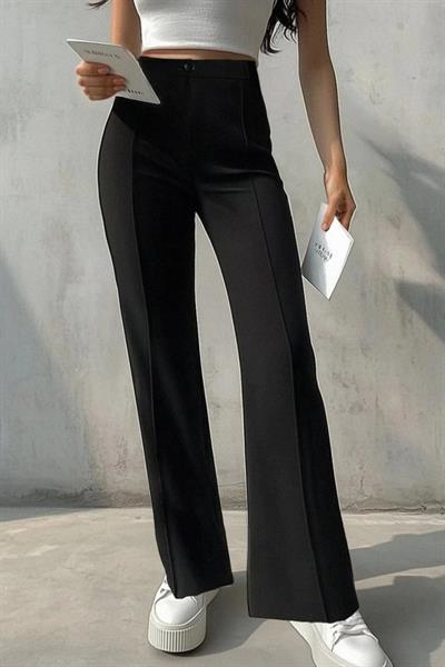 Kadın Yüksek Bel Nervurlu Ithal Krep Pantolon