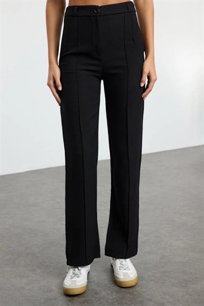 Kadın Yüksek Bel Nervurlu Ithal Krep Pantolon