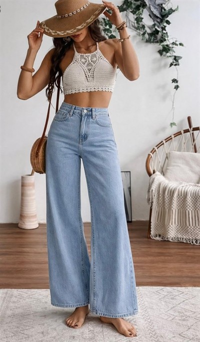 Kadın Yüksek Bel Palazzo Pantolon